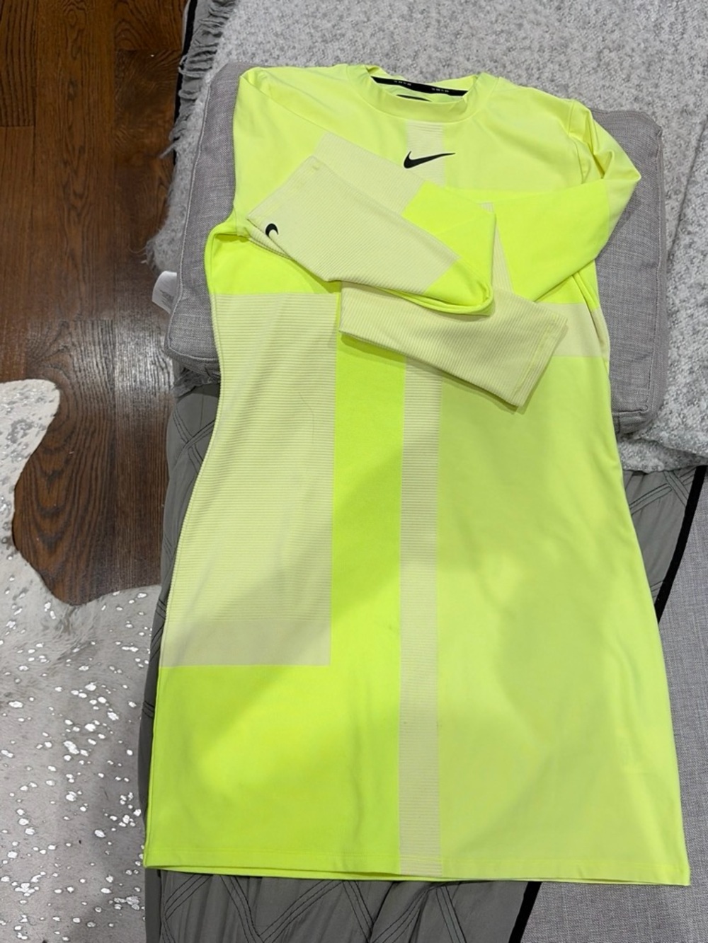 New Nike Bright Neon Yellow Long-Sleeve Dress